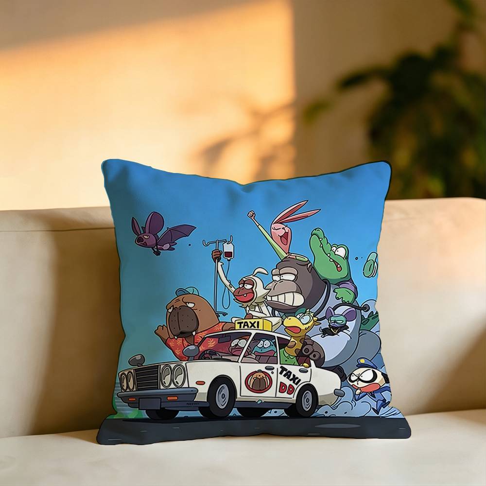 Anime OOdd Taxi Pillow Case Square DoubleSided Sofa Cushion Cover Bedroom Bedside Pillow
