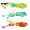 Entertaining Cat Toy Fish Shape Toy, Cotton Rope Lightweight with Hose Chew Feather Tassel Design, Wear-Resistant Scratch-Resistant Relieves