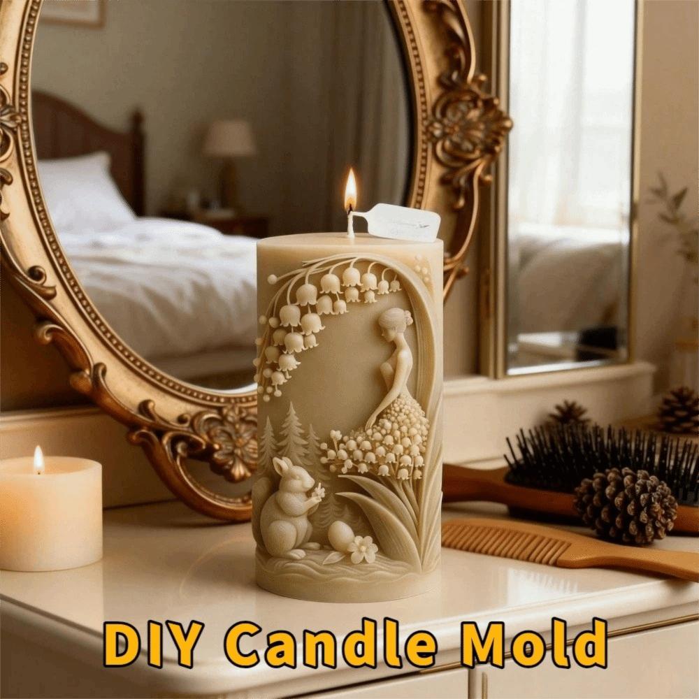 3D Flower Girl Candle Mold Reusable Pillar Candle Mold Decorative Candle Making Mold  Art Projects