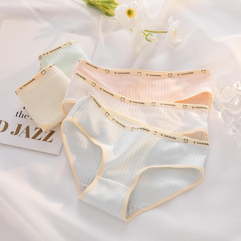 5PCS Women's Briefs Cotton Panty Cute Medium Waist Underwear  Underpant Cute Teenage Girls Triangle Pant