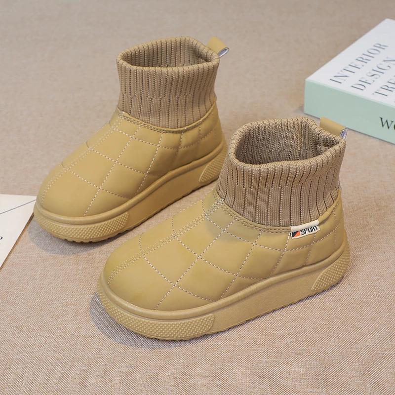 

2024 Детские короткие ботинки для девочек и мальчиков, зимние, новая мода, корейский стиль, мягкая подошва, противоскользящие, повседневные, универсальные, теплые туфли 26 хаки