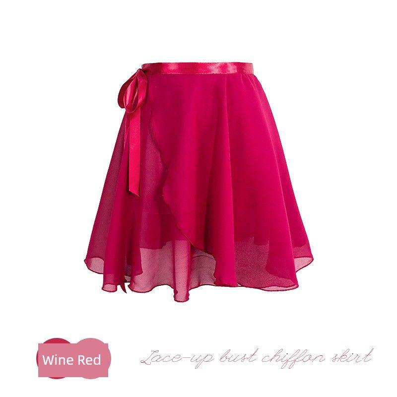 

Attica Ballet Gauze Skirt Short One-Piece Modern Dance Folk Dance Classical Dance Skirt Shape Yoga Skirt Burgundy L
