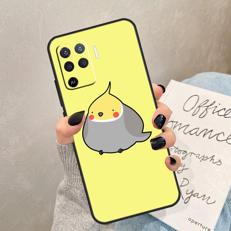 Cartoon Animal Chubby Cockatiel Case For Oppo A57 A17 A77 A18 A38 A58 A78 A98 A74 A54 A94 A80 A60 A40 A96 A76 A16 A15 A5 Pro