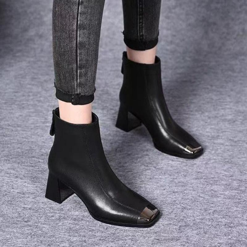 Women Ankle High Heels Chelsea Boots Square Toe Shoes Designer Pumps 2026 Autumn Winter New Modern Ankle Boots Women Short Boots