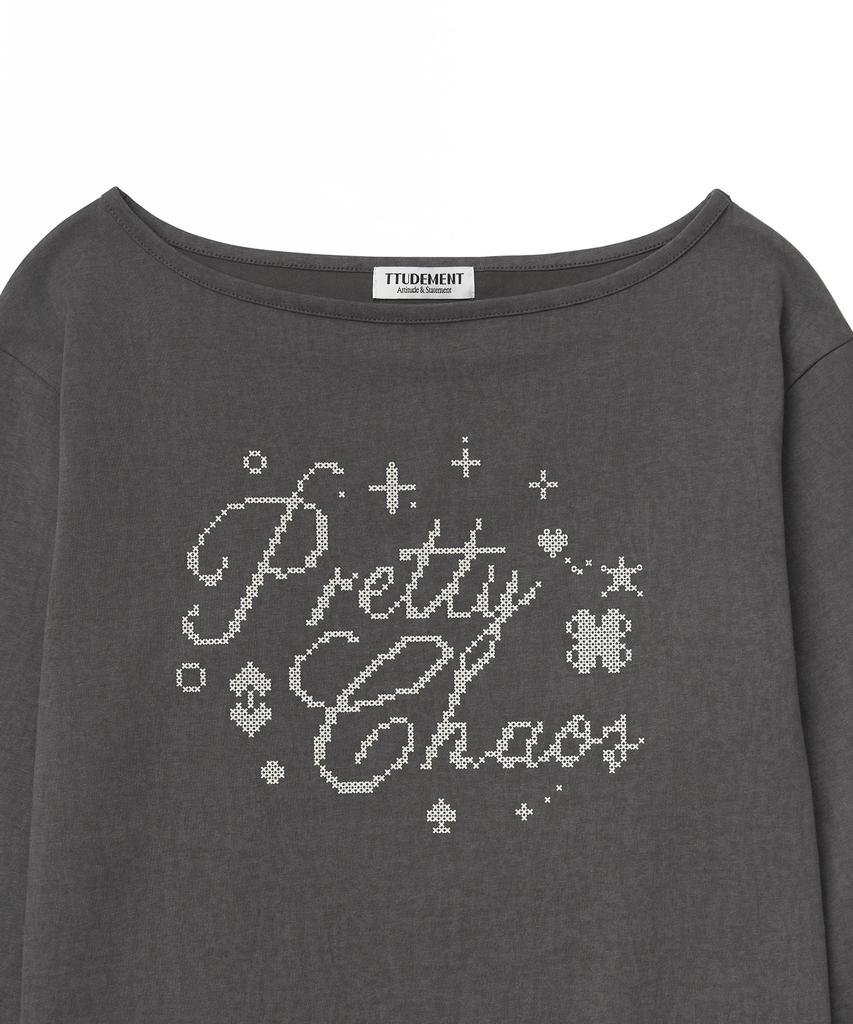 Tudument Off-Shoulder Pigment T-Shirt_Charcoal