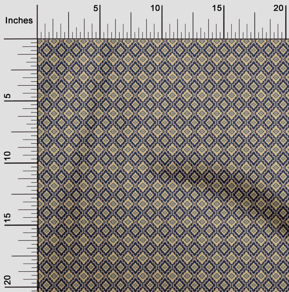 oneOone Cotton Flex Blue Fabric Asian Kilim Diy Clothing Quilting Fabric Print Fabric By Yard 40 Inch