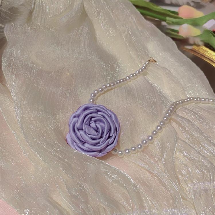 Pendant Necklaces Artificial Pearl Flower Choker Women Girls Chain Necklaces