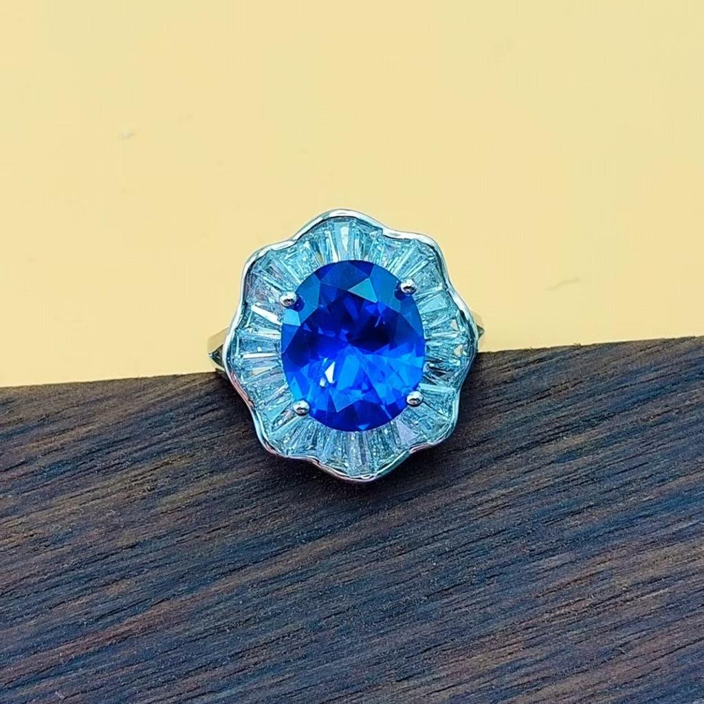 Imitation Natural Ruby Sapphire Ring Women's Fashion Coconut Round High Carbon Diamond Ring Jewelry