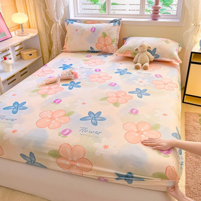 Cotton Grid Printed Fitted Sheet Dust Protector Cover Universal Mattress Cover Bed Sheets Queen With Elastic Bed Linens