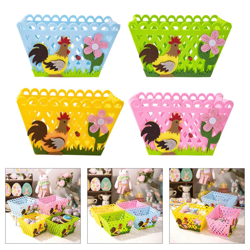 Easter Colorful Rooster Gift Storage Basket for Eggs and Candy Holder Vibranted Color Great for Easter Celebrations