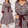 Plus Size V-Neck Crossover Elastic Dress - High Waist, Loose, Slimming, Mid-Length, Over-the-Knee Skirt for Women