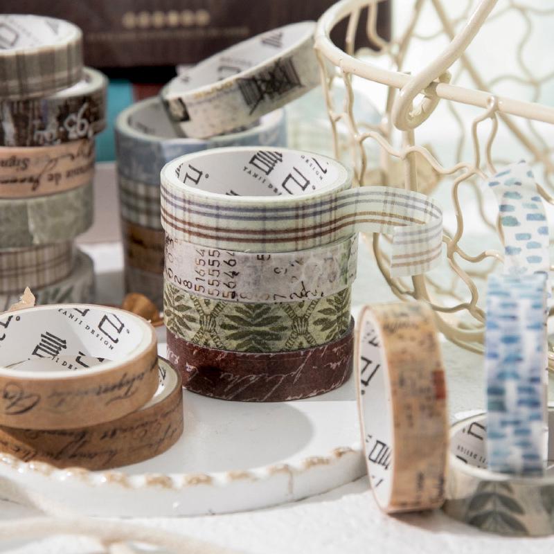 Yan Ji Retro Washi Tape Set - Versatile Materials for DIY Journals & Collage.