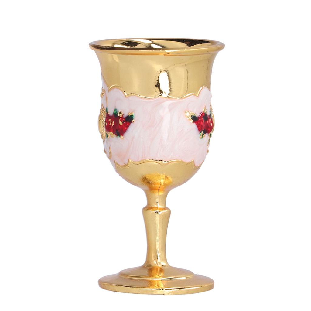 2pcs Metal Goblets Exquisite Painted Flower Pattern Vintage Court E Glass for Bar Drinkware Gift