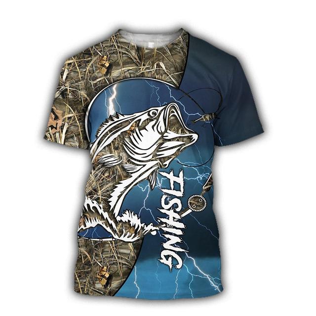Fishing Graphic 3d Print Men's T-Shirt Summer Short Sleeve Tees Tops Harajuku Fashion Casual Oversized Man Clothing Camisetas