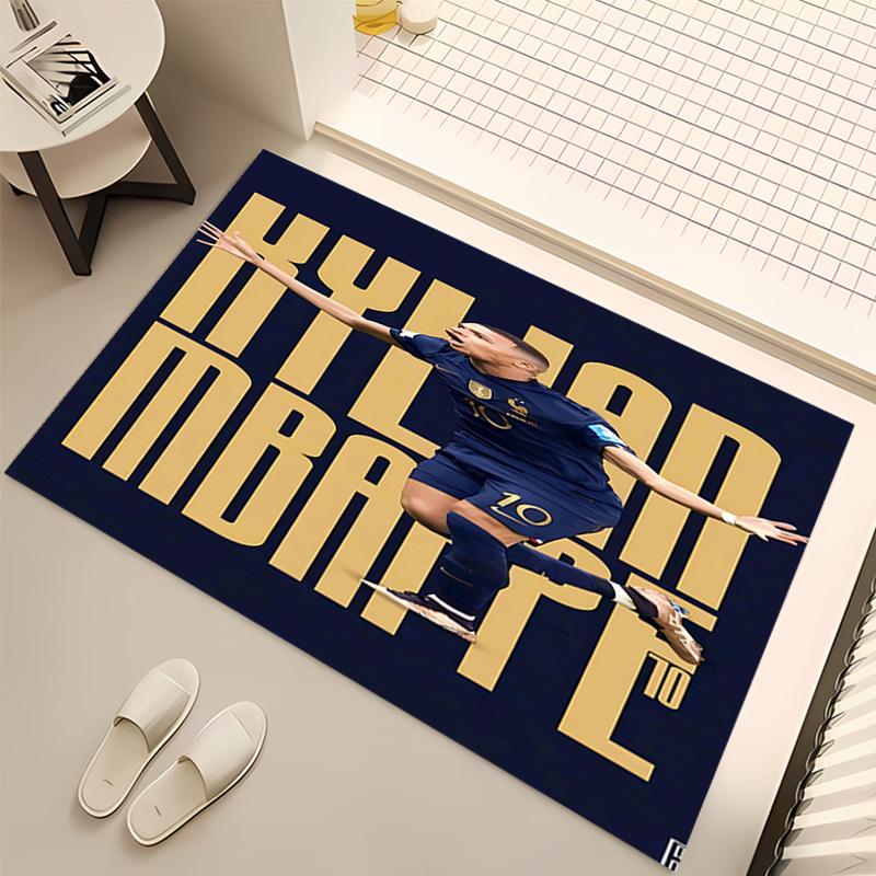 1pc Kylian Mbappé Print Area Rug - Soft, Washable Non-Slip Indoor Mat, Living Room, Home Office Decorative Rug,Office Decorative