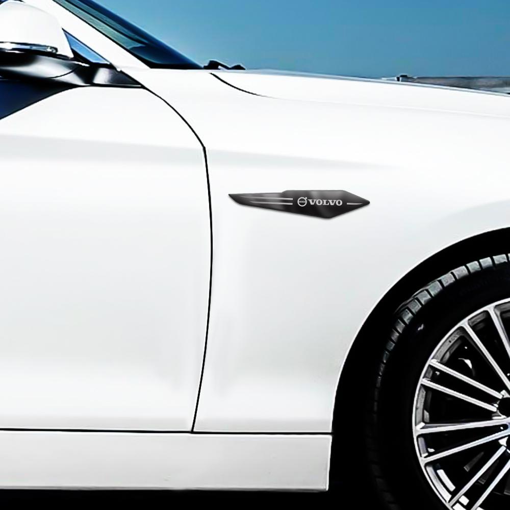 2 Stück Metalllegierung Auto Karosserie Flügel Seitenkotflügel Messer Abzeichen Aufkleber für Volvo XC60 V40 S60 V50 V60 C30 S40 XC40 S80 Auto Zubehör