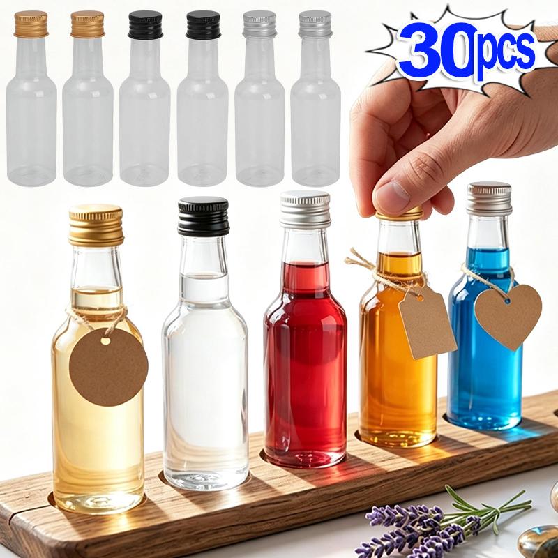 10/30PCS 50ML Mini Liquor Bottles Portable Plastic Juice Bottles Reusable Drink Container For New Year Weddings Parties Favors