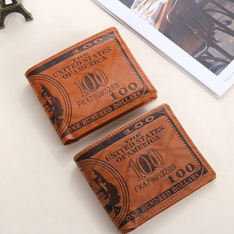 Men'S Wallet Us Dollar Printing Pu Leather Credit Card Photo Holder Purse