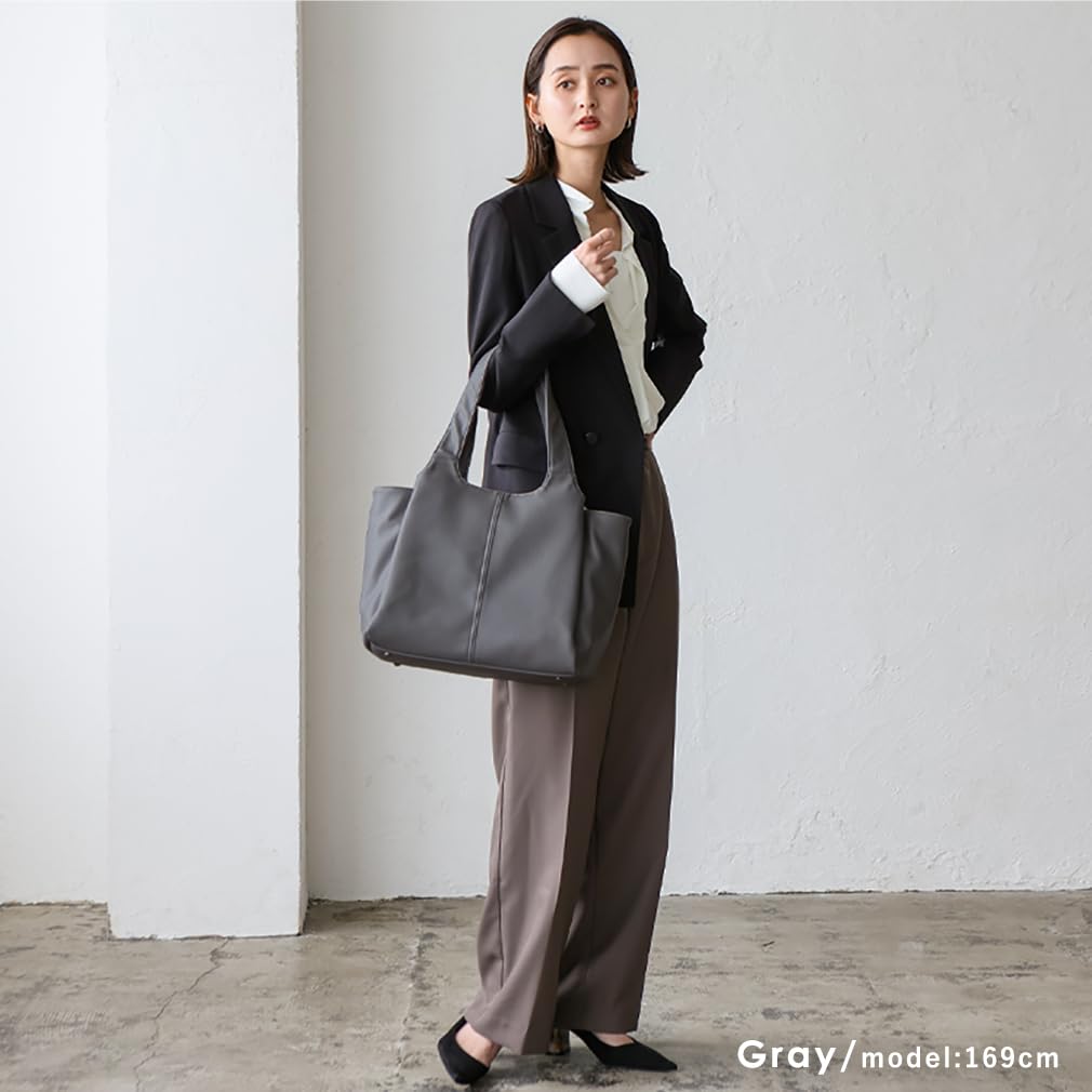 VITAFELICE Women's 3-Room Long Handle Tote Bag (sib-20065p) (Gray)