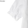 ZANZEA Women Casual Turn Down Collar Loose 3/4 Sleeve Patchwork Shirt Dress