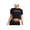 Pro Letter Print Pullover Round Neck Short Sleeve T-Shirt Women Tops Black HF0764-010