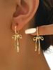 2PC Gold Color Earrings For Women Bow Stud Nail Earring Fashion Cute Jewelry Piercing Ear Accessories Christmas Gift Aretes