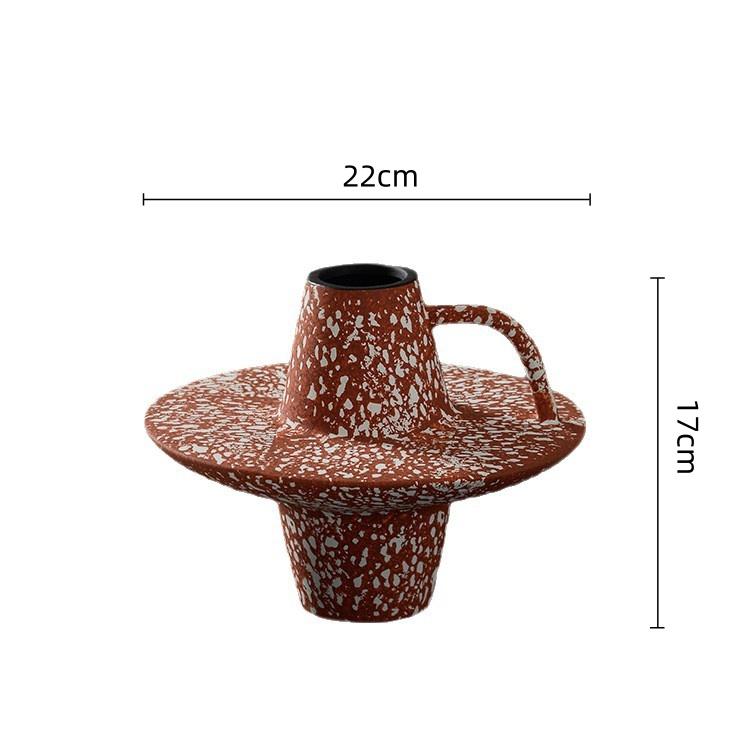 Ceramic Vase Retro Handle Ceramic Jar Flower Vase Floral Arrangement Accessories Terrarium Home Decoration Accessories