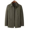 Men's Mid-length Cotton Jacket: Spring/Autumn, Lapel, Button-up, Dad Style, Plus Size for Middle-aged/Elderly