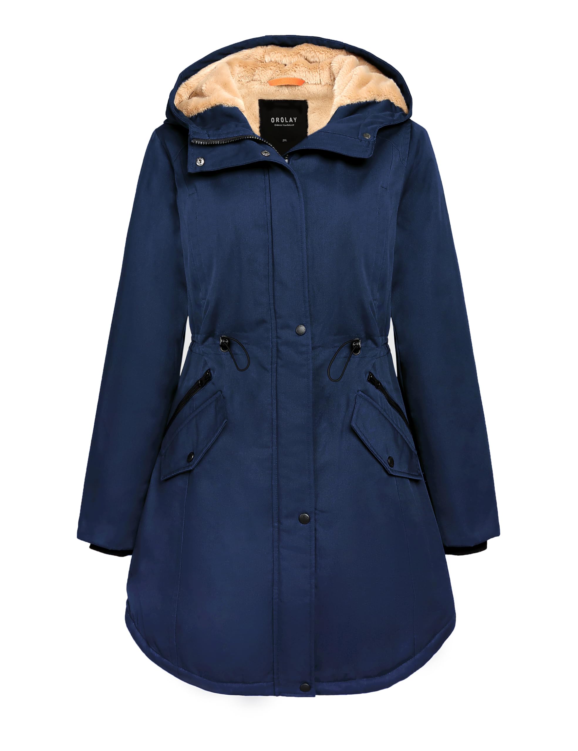 

Orolay Мод Утепленное Длинное Военное Боа на Флисе Эластичное Приталенное Однотонное Идеально для и Зимы Размер Женское Пальто, Пальто, Стиль, Верхняя одежда, Подкладка, С капюшоном,