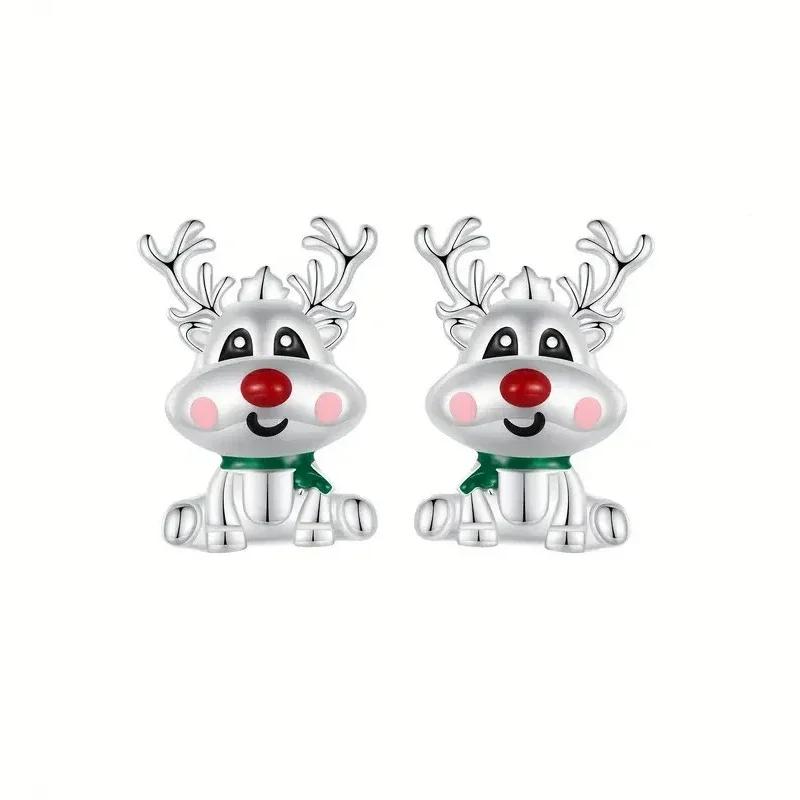

2026 Newest Christmas Stud Earrings Elk Design with Red Enamel Cute Ear Accessories for Women Fancy Girls Gift Fashion Zircon