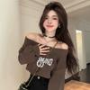 Early Fall Atmosphere Outfits One-shoulder Sweatshirt for Women Loose Short Design Niche Top for Women