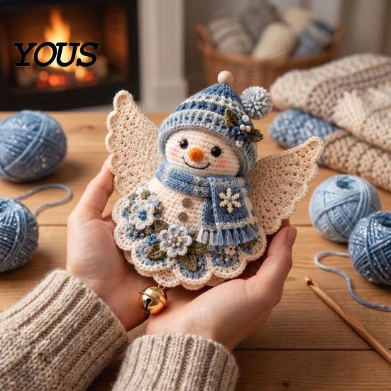 Easy Crochet Projects for Holidays Christmas Angel DIY Kit, Make Hanging Ornament, Festive Beginner Starter Kit Craft Adults Teens, Handmade
