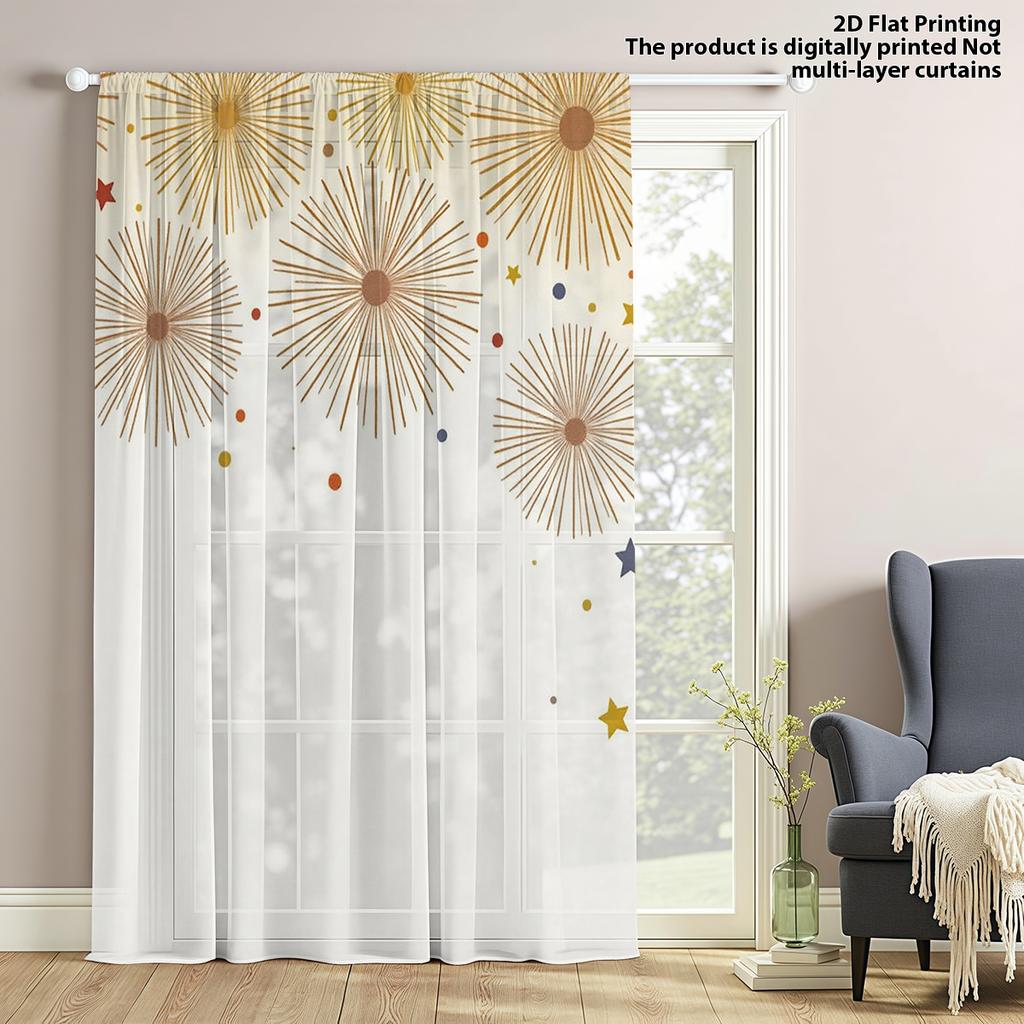 Vintage Firework Style One Piece Starlight Window Curtain Living Room Bedroom Freshen Up Decorative Film Polyester Perfect For Great
