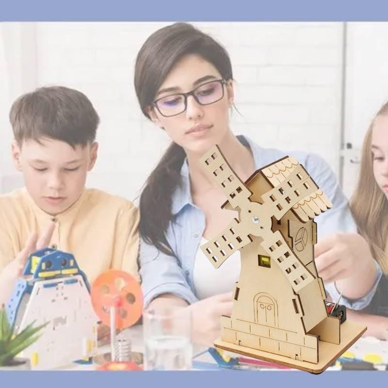 Maison à vent électrique personnalisable en bois à monter soi-même, jouet éducatif STEM pour les élèves