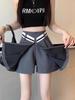 Autumn 2026 Women's High-Waist Pleated A-Line Wide-Leg Skirt Shorts