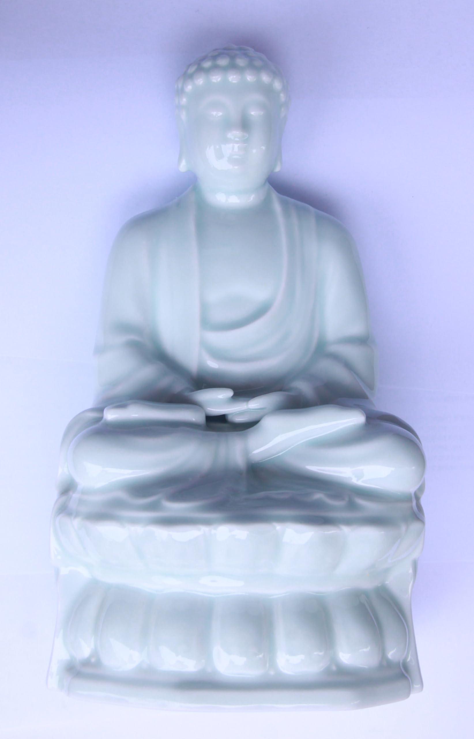 

Runxuan Ceramic Buddha Figurine, Seated Buddha Statue, Light Blue, Meditation Ornament, Buddhist Altar Supplies, Feng Shui Ornament Home Ornaments