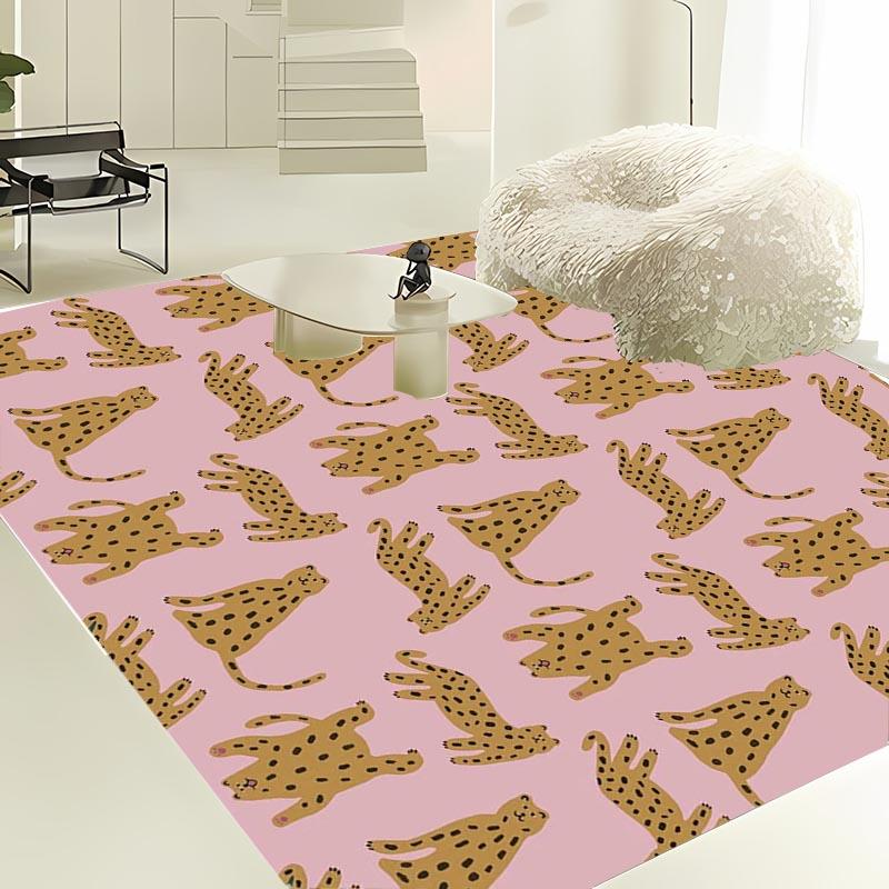 Leichter Luxus Teppich mit Leopardenmuster für Wohnzimmer Schlafzimmer Flur Alfombra Rutschfest Weiche Teppiche Sofa Fußmatte Heimdekor Tapete