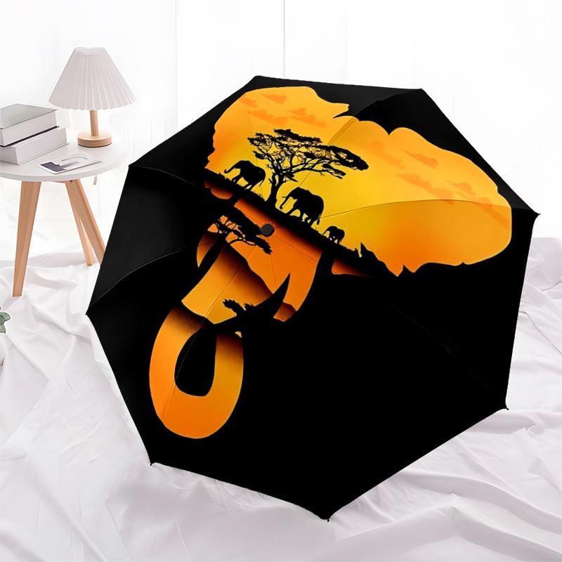 1pc African Safari Automatic Folding Umbrella - 8-Rib Compact Travel Umbrella Durable & Portable for Outdoor Use, Perfect Gift for Birthdays105