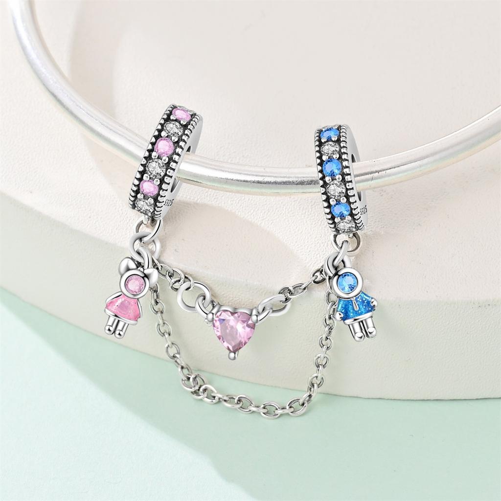 New Copper Flower Heart Bird Leaves Star Safety Chain Beads Bead Fit Bracelet Snake Chain Charms Beaded Women Gift