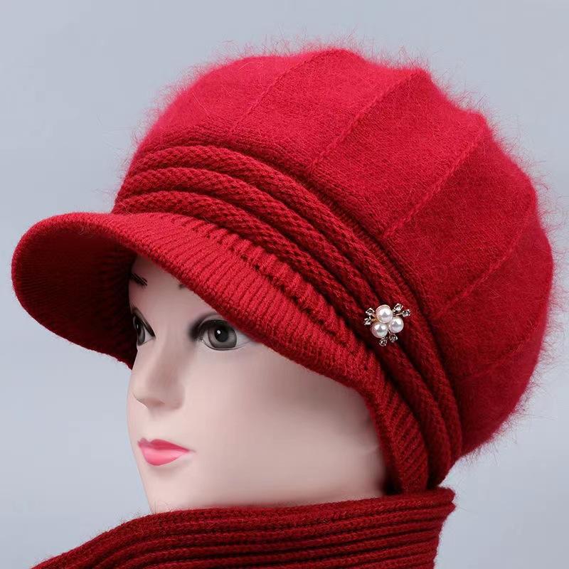 In the elderly winter hat female grandma rabbit wool old man hat mother fleece warm hat old lady knitted hat