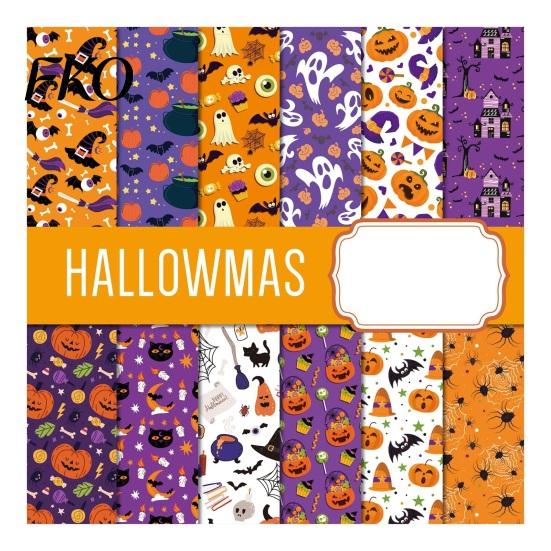 Paper Crafting Halloween Supplies 12 Sheets Scrapbook Set, 6x6in Double-Sided Craft Paper, Pumpkin Fun Set Ghost Bat Pattern Decorative for