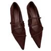 French Suede Pointed Cat Heel Light Mouth Single Shoes Women's Black Commuter Work Shoes Four Seasons Low Heel Mary Jane Shoes