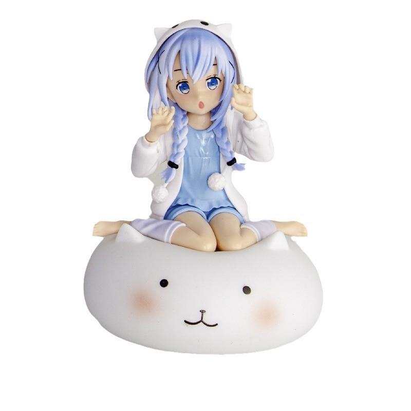 Delightful Sitting Kyoko Chino Pvc Figure With Colorful Pajamas For Anime Fans