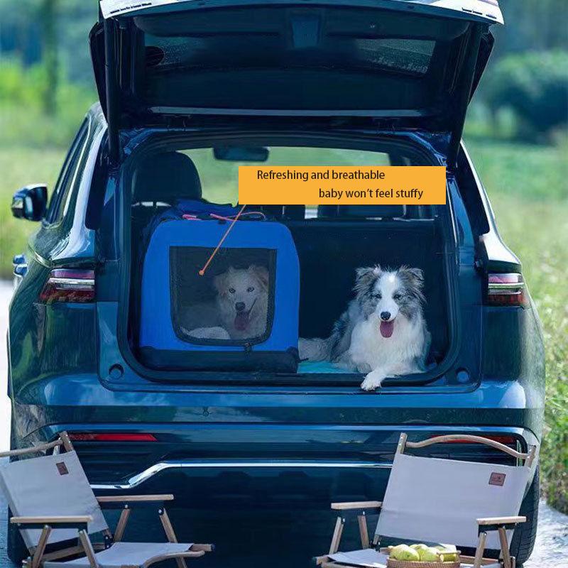 Soft Dog Crates Kennel for Pets 3 Door Soft Sided Folding Travel Pet Car Carrier with Straps and Mat for Dogs, Cats, Rabbits