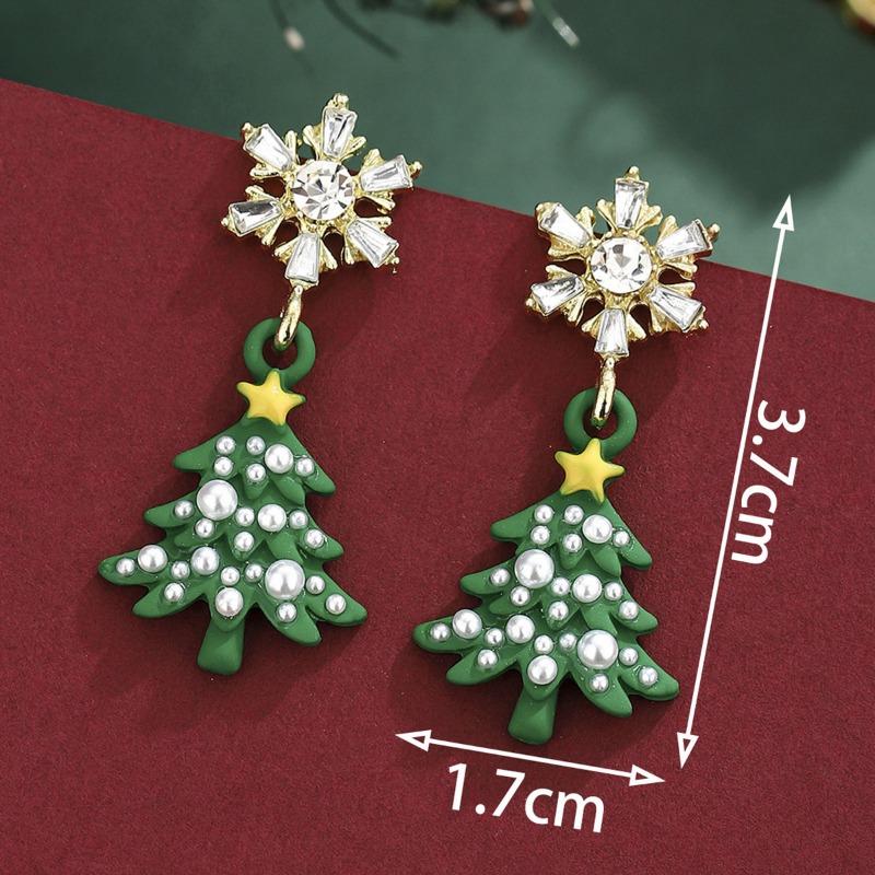 Personalized Jewelry Christmas Alloy Stud Earrings Christmas Hat Elk Point Diamond Christmas Tree Gingerbread Man Earrings