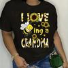 Cartoon Bee Letter Print T-Shirt, Casual Short Sleeve Top For Spring Summer, Women's Clothing Tee For Adult, Men, Women, Teen, T