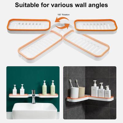 Wall Mount Corner Shelf Punch Free 180 Degree Rotatable Hollow Drain Bathroom Shower Shampoo Storage Rack Holder Organizer Bathroom Supplies