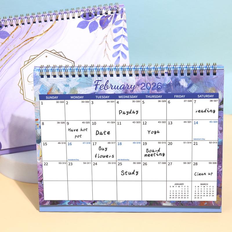 2026 Creative Desktop Calendar-Portable Thick Paper Standing Flip Version,Daily Schedule/Yearly Agenda,Time Management Organizer