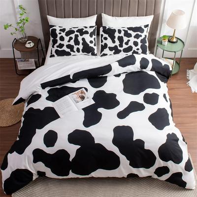 Cow Print Duvet Cover Twin Size 3 Pieces Cow Bedding Collection With 2 Pillowcases Black And White Comforter Cover Bedroom Decor