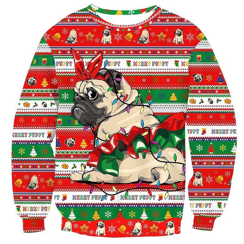 Autumn 3D Christmas Dog Printed Sweatshirts Fashionable Casual Sports Long Sleeved Men's and Women's Unisex Sweatshirts